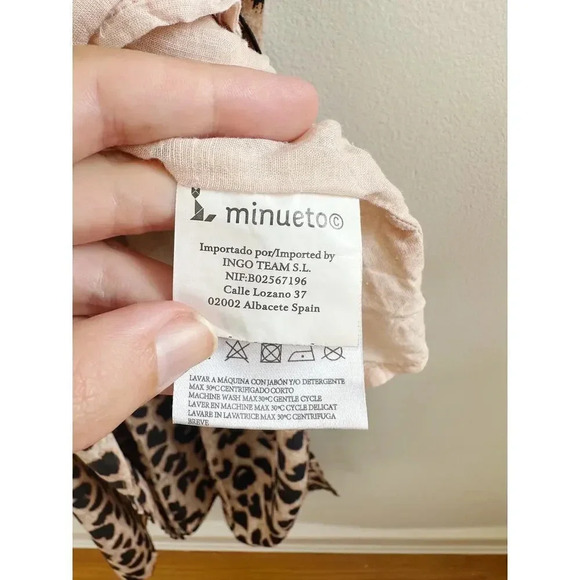 Minueto Cheetah Print Midi Dress Puff Sleeves Wrap Style Size M - Picture 10 of 10